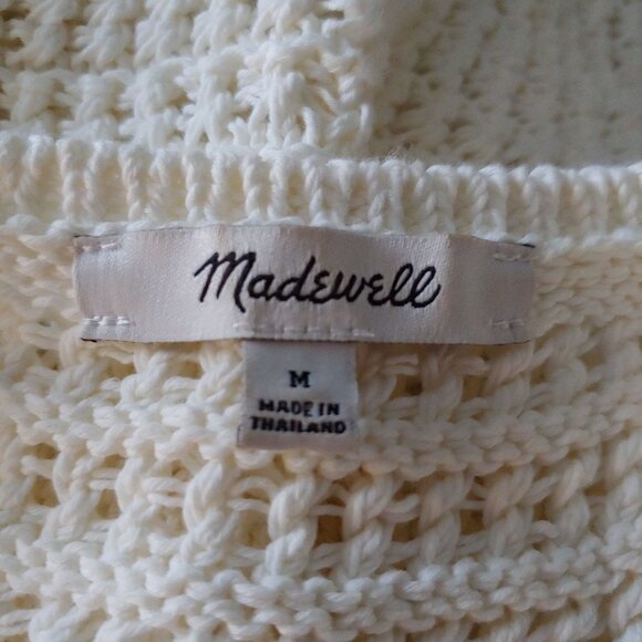 Madewell Crochet-Knit Crewneck Sweater Tank Layer Preppy M Ivory - Picture 7 of 8
